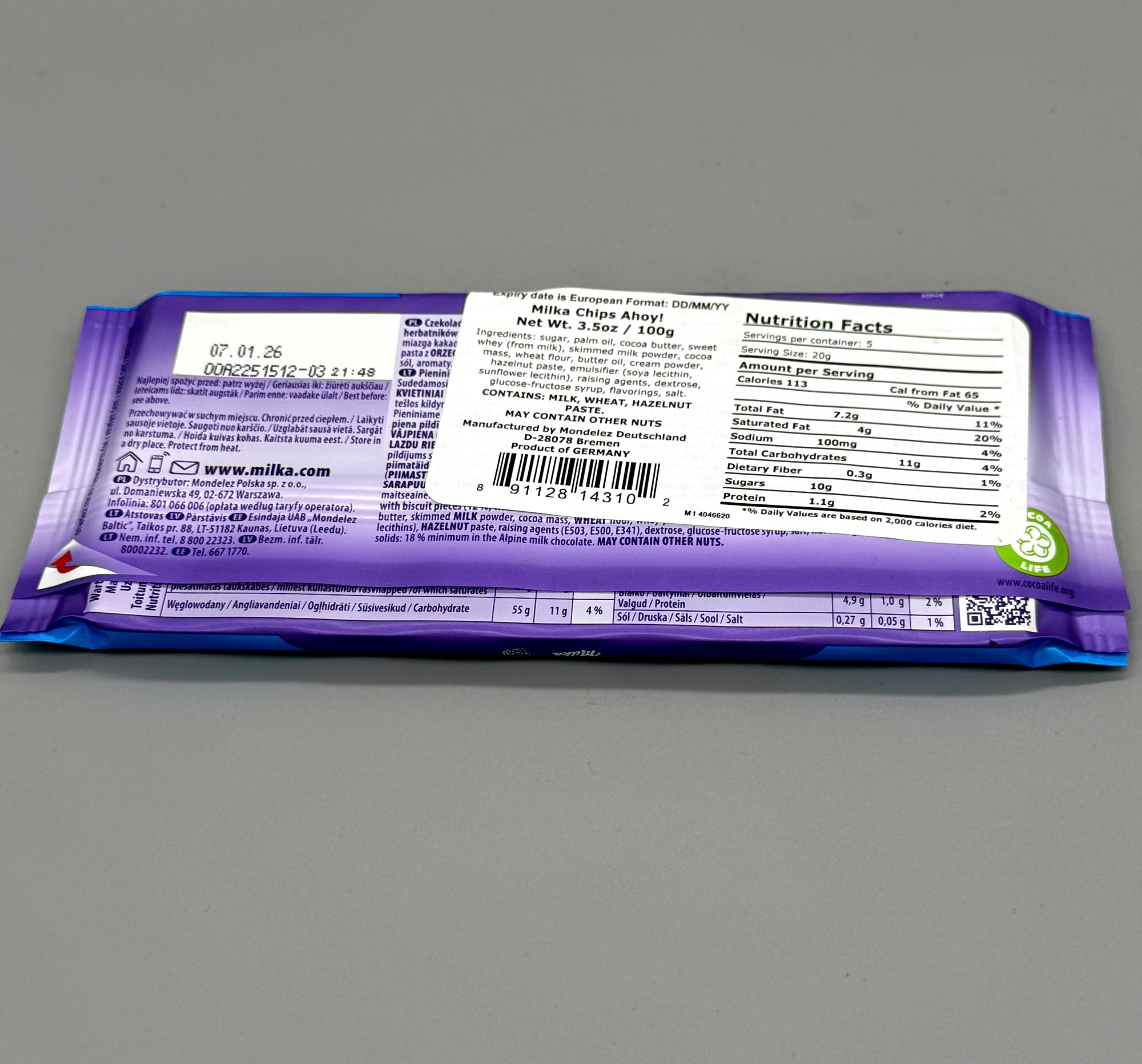 Milka Chips Ahoy Candy Bar