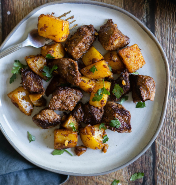 Beef Tips with Potatoes and Gravy