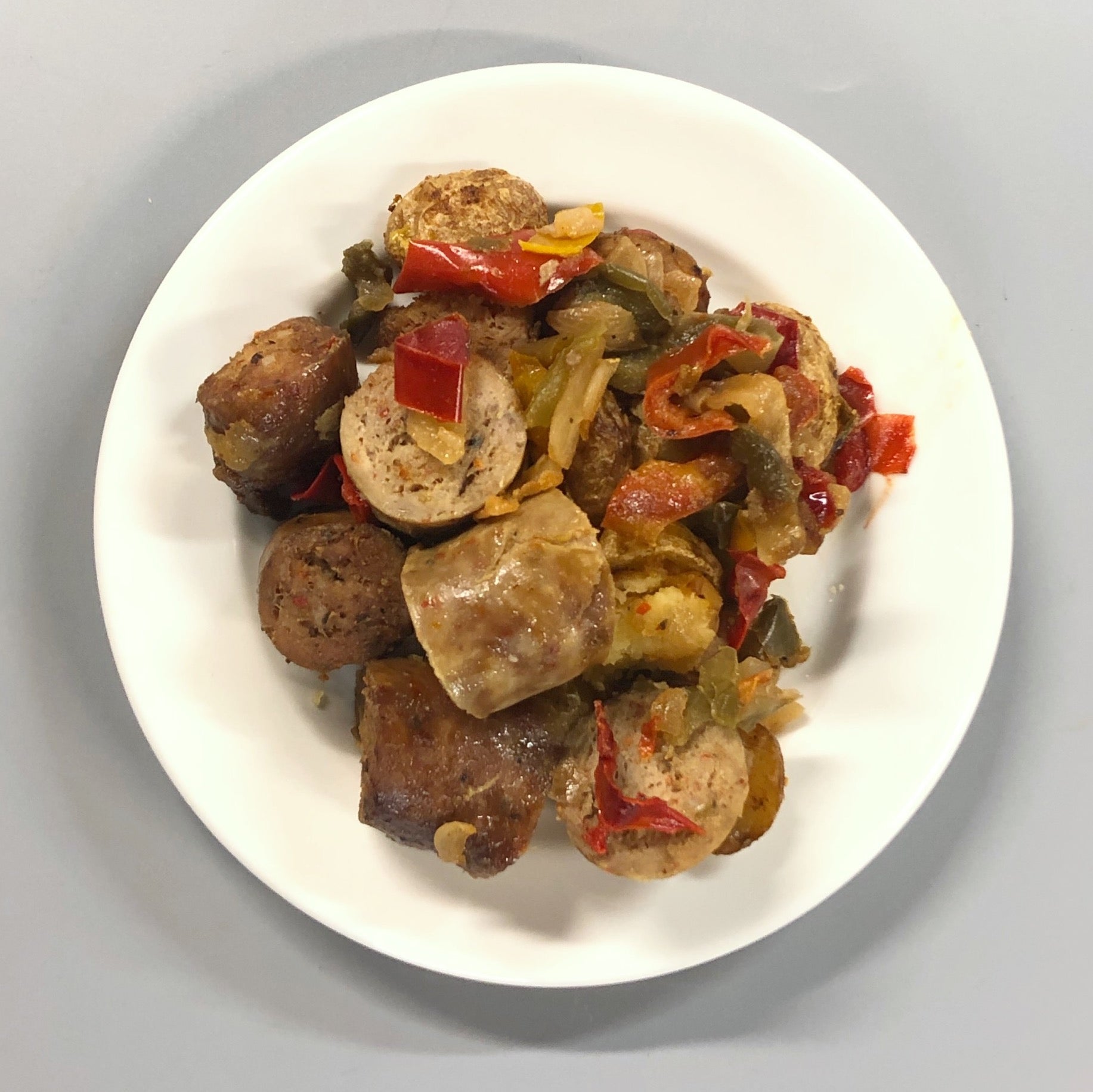 Roasted Potatoes with Peppers, Onions and Sausage